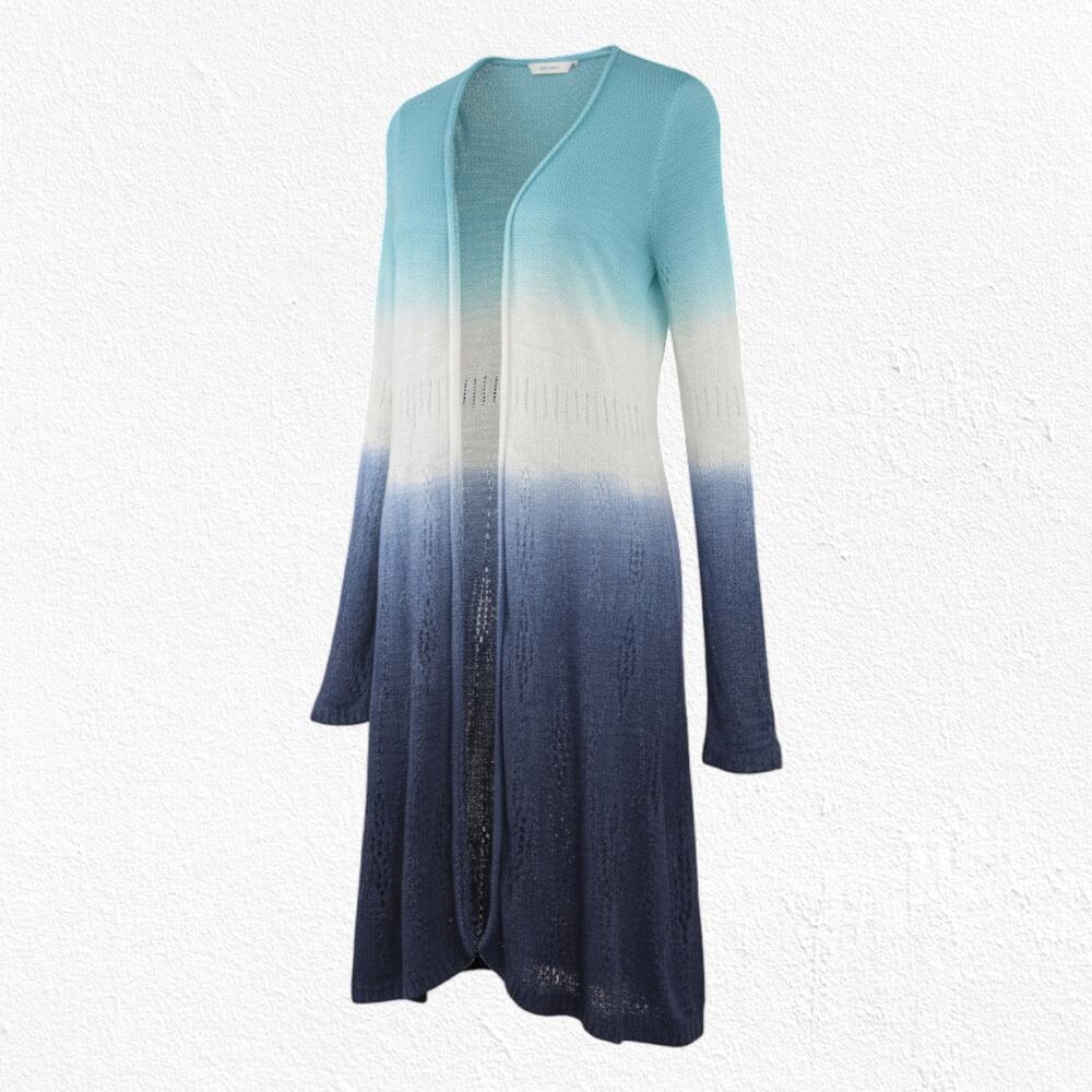 Moth Anthropologie Blue Ombre Open Knit Duster Cardigan Sweater Size Small